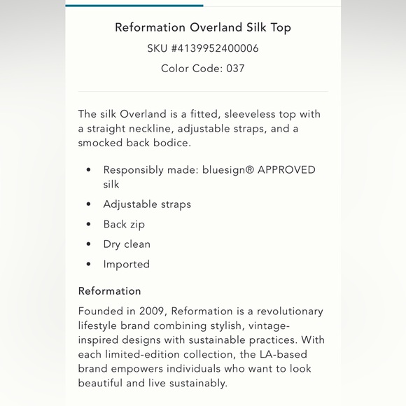 Reformation Overland Silk Top - Picture 5 of 5